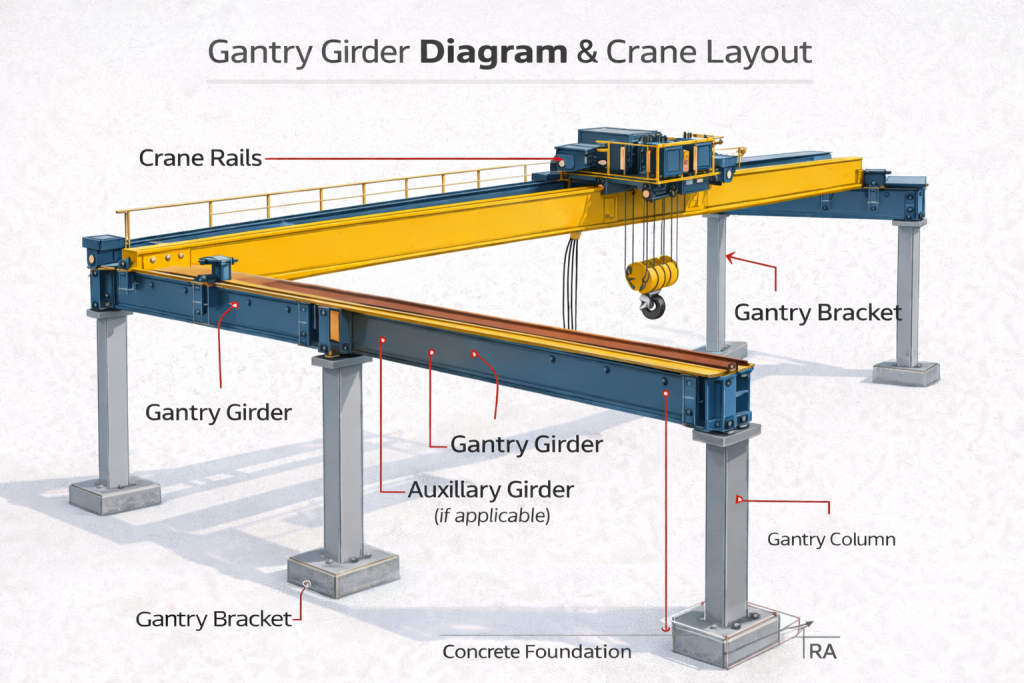 Gantry crane and components diagram